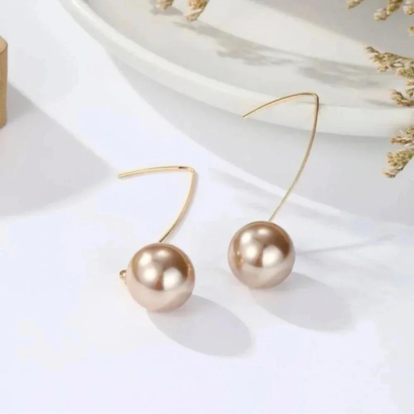 Champagne Threader Ball Earrings - Picture 3 of 4